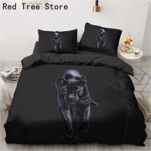 Leopard Black Duvet Quilt Cover Set 3D Animal Bed Linen Kids Bedding Sets Comforter Pillowcase King Queen Full Size Home Texitle