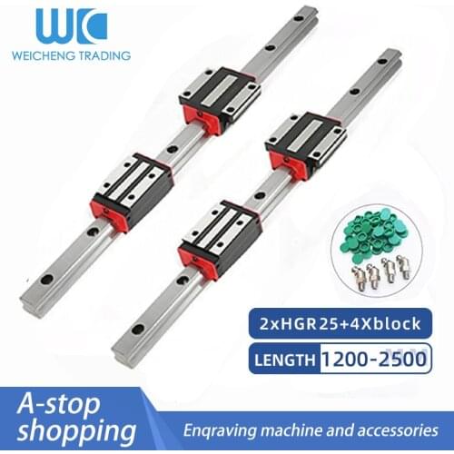 2pcs Linear Rail Guide HGR20 HR20 any length 1200mm-2500mm+4pcs HGH20CA HGW20CC plastics steel and lengthen Block fior cnc parts