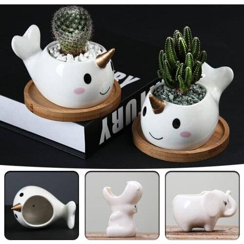 Cute Hippo Design Flower Planter Flowerpot Creative Animal Pattern Succulent Plant Pot Home Garden Bonsai Home Decor