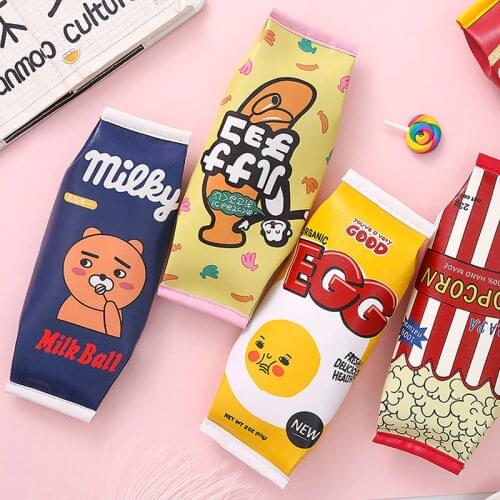 Cute Pencil Case High Capacity Food Pen Case Cat Pencil Pouch PU Waterproof Stationery Bag Office School Supplies Storage Bag