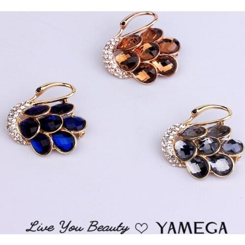 Fashion Gold Metal Swan Brooch Pin Luxury Brooches Office Lapel Pins Trendy Jewelry Accesorries Crystal Brooches For Women Girls