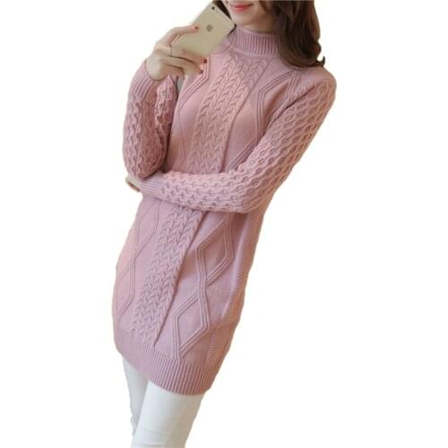 Fashion Autumn Winter Women Knit Sweater Pullover High collar Long sleeve Loose Thicken Sweater Female Warm Bottoming shirt 2473