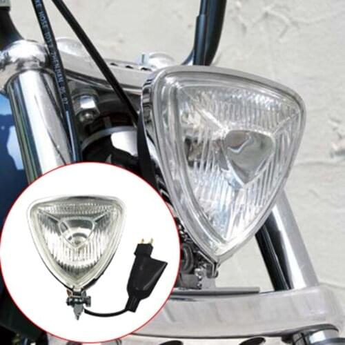 Motorcycles Clear Lens Triple-Cornered Headlight Head Light Lamp Front Lights for Bobber Chopper Cafe Racer Custom