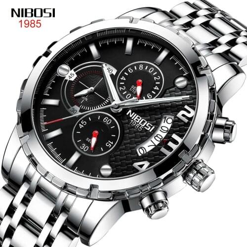 NIBOSI Men Watch Chronograph Quartz Watches Waterproof Wristwatch Fashion Casual Sport Male Watch Reloje Relogio Masculino 2021