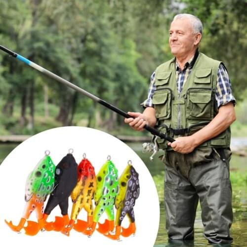 Soft Frog Bait Double Propellers Legs 3D Eyes 9cm Silicone Skin Pattern Frog Lure for Bass Snakehead Pike