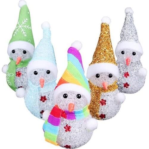 New year christmas decorations2021Crystal Snowman Colorful Night Light Christmas Gifts Decoration Color Changing Christmas Night