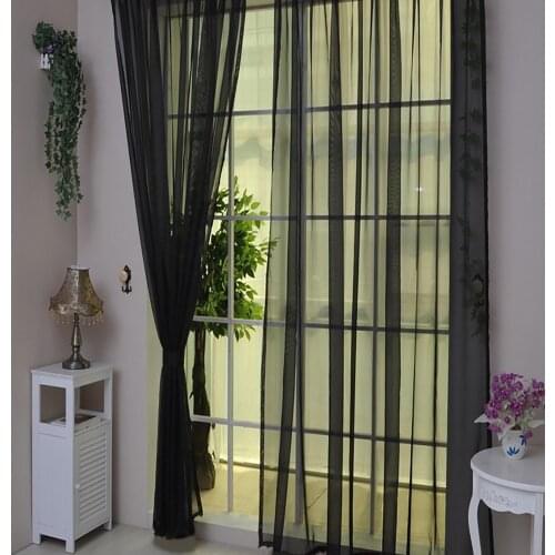 Ouneed Pure Color Tulle Door Window Curtain Modern Translucidus 100% brand new and high quality pure Black Window Curtain Z30515