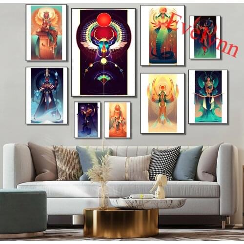 Gods and Goddess of Egypt Posters~ Nordic Home Decor Canvas Wall Art Prints Living Room Decoration Unique Gift