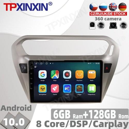 128G Android 10.0 For Peugeot 301 2008 - 2014 Radio Multimedia Video Player Navigation GPS Accessories Auto 2 din 2din no DVD