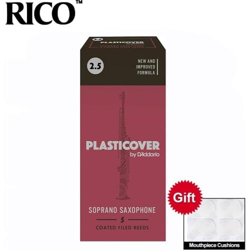 RICO Plasticover Soprano Sax Reeds, Strength 2.5#, 3.0#, 5-pack Box of 5