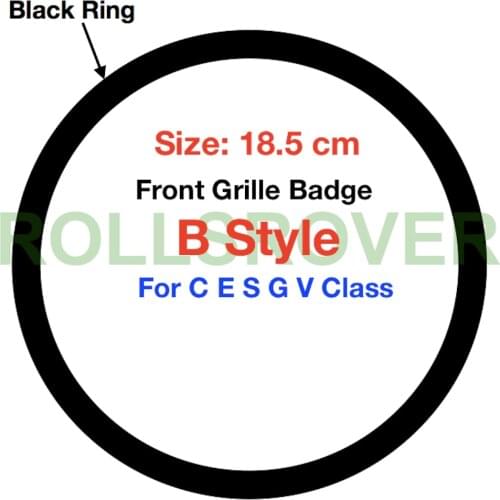 ROLLSROVER 18.5 cm Mirror Glossy Black B Style Front Bumper Grille Emblem Badge For W204 W205 W213 VITO C E S G V-Class Logo