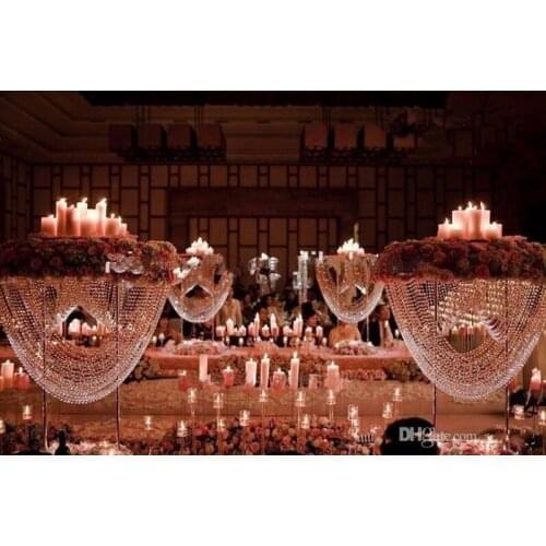 Luxury oval shape crystal acrylic beaded wedding centerpieces flower stand table decor for wedding event party decoration