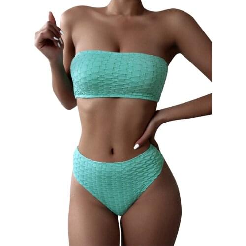 Sagace 2021 split swimsuit 2-piece solid color bra green bikini beach swimsuit comfortable temperament womens wear