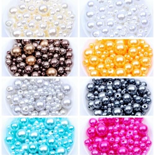 Mixed Sizes 4 6 8 10mm 300pcs Imitation Round Resin Beads For Jewelry Making Crafts Pearl With Hole DIY Decoration