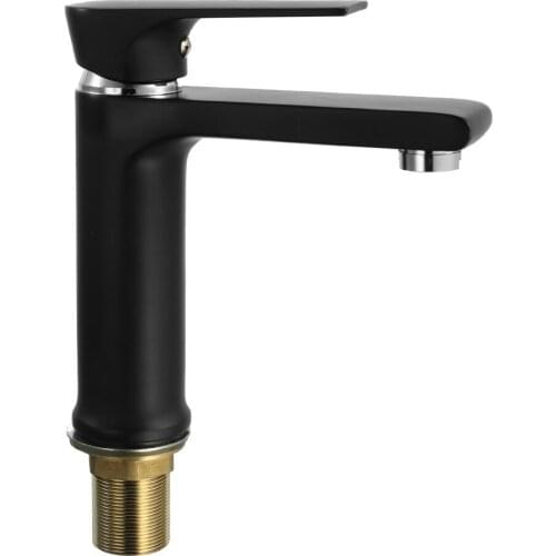 European-style Basin Single-hole Frosted Surface Single Linked Bathroom Faucet Black Water Tap Waterfall Faucets