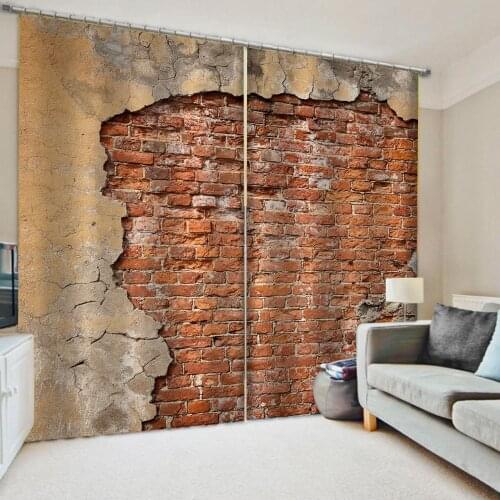 Morden brown brick curtains Living room Bedding room Drapes Cotinas para sala 2 Panel 3D Print Curtains