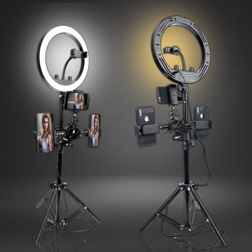 10"26cm LED Selfie Ring Light 2700K-5500K Photo Studio Light Photography Dimmable Video Makeup Youtobe with Tripod Phone Holder