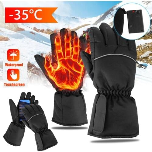 Full Finger Warm Heated Gloves Touch Screen for Motorbike ATV Outdoor Sports