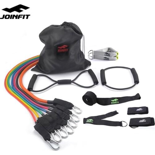 JOINFIT 11Pcs Elastic Resistance Fitness Bands Set Fitness Pilates Strength Training Crossfit Home Gyms Workout Pull Rope