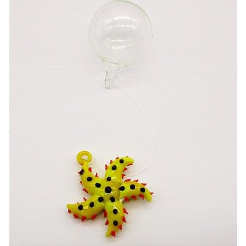 Custom Sea world aquarium decoration pendant colorful floating glass Starfish Figurine Fish tank Marine animal statues ornament