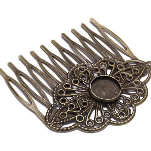 5pcs/lot 52*56mm Fit 12mm Glass Cabochons Base DIY Hair Comb Findings Hairpins Supplies For Jewelry Making Women Charm Barrettes