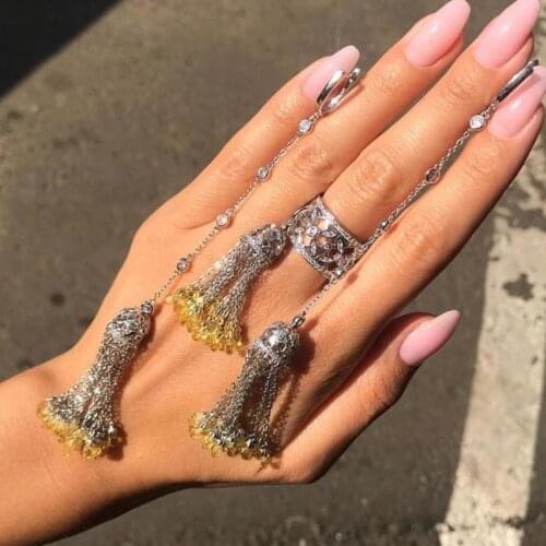 SLJELY Luxury Designer 925 Sterling Silver Shining Tassel Long Earrings with Colorful Crystal Stones Women Wedding Party Jewelry