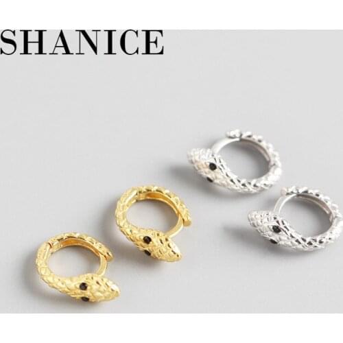 SHANICE Womens Punk Style Animal Snake Earring 100% 925 Sterling Silver Snakelike Pendant Stud Earrings for Women