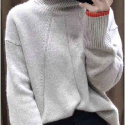 2020 Double thickening loose turtleneck cashmere sweater female casual long sleeve sweater cashmere pullover sweater
