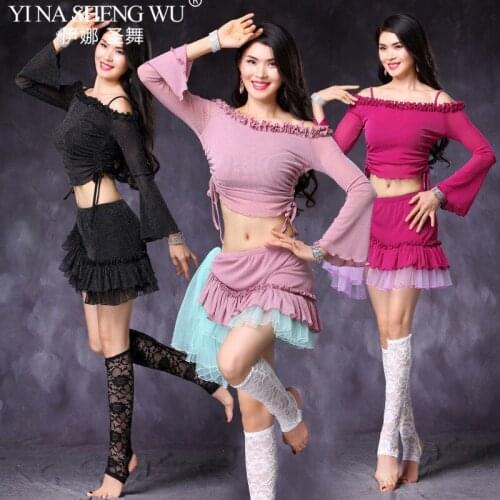 Belly Dance Costume Top Skirt With Shorts Suit Exercise Clothes New Set Of Mesh Silver Silk Hip Scarf Competition Clothing Women