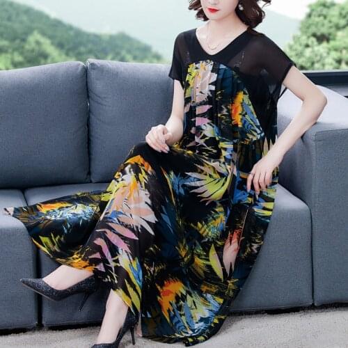 Leoard Loose 5XL Plus Size Boho Beach Maxi Dress 2021 Summer Print Mulberry Silk Midi Dress Elegant Women Bodycon Party Vestidos