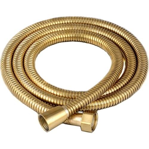Gold Bright 1.5M 2M Extra Long Shower Hose for Hand hold Shower Head Stainless Steel Pipe Brass nut Thickening Bathtub