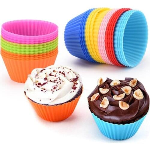 12pcs/Set Silicone Cake Mold Round Shaped Muffin Cupcake Baking Molds Kitchen Cooking Bakeware Maker DIY Cake Decorating Tools