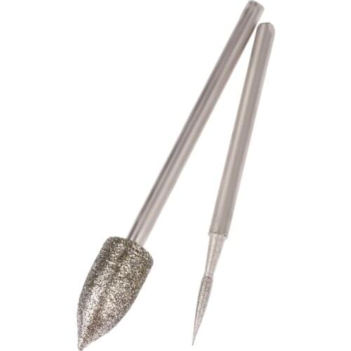 2Pcs 1.5mm 6mm Diamond Coated Polishing Burr Head Drill Bits For Carving Grinding Jade Stone Carving Engraving Tool