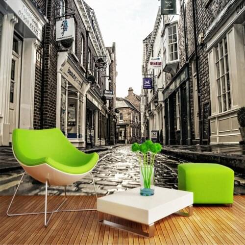 Custom 3D Wall Murals Wallpaper Retro European Style Building City Streets Mural Cafe Restaurant Art Decoration Wall Painting