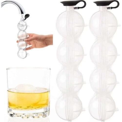 4-Cavity Ice Making Mold Non-Stick DIY Reusable Ice Maker Mold Ice Ball Tray Ice Cube Maker Cocktail Whiskey Tray Ice Cream Mold
