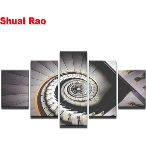 5d diy diamond painting"Spiral staircase"diamond embroidery 5 piece full square round rhinestone Vision pattern mosaic art