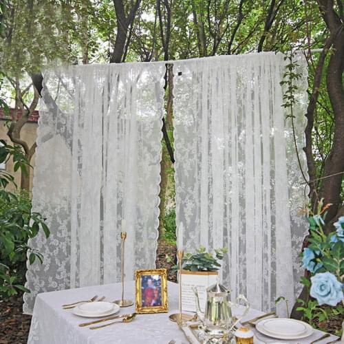 White Lace Curtains For Living Room French-Style Window Mesh Non-Perforated Gauze Curtains For Bedroom Girl Princess Drapes