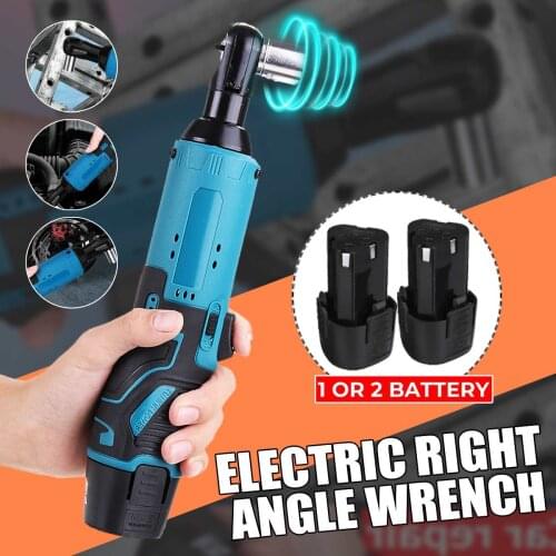12V CORDLESS ELECTRIC RATCHET WRENCH Rechargeable Scaffolding 57N.m Right Angle Wrench Tools with 2Pcs Battery Charger Kit