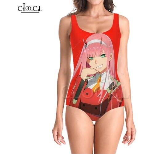 CLOOCL Anime Darling In The Franxx Zero Two 3D Print One-piece Swimsuit Women Swimming Bathing Suit Sleeveless Slim Sexy Girl