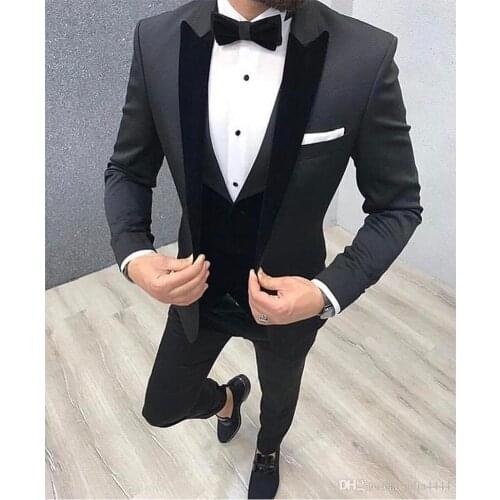 Formal 3 Piece Men Suit 2020 Morning Dinner Party Prom Suit Black Groom Wedding Men Suit Blazer Slim Fit Best Man Tuxedo
