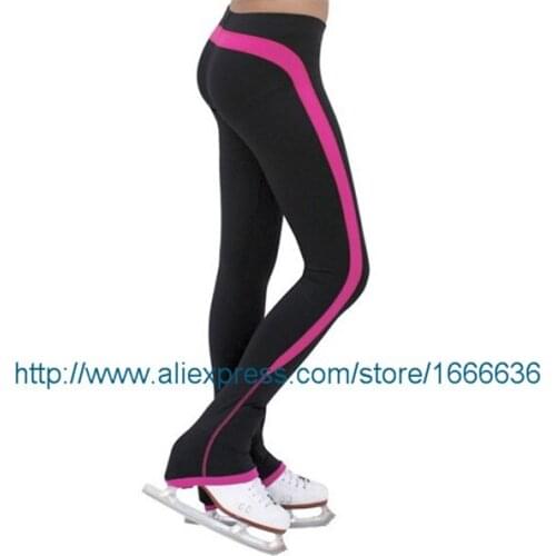 Kids Ice Skating Training Pants With Stripe Beautiful New Brand Vogue Figure Skating Trousers Competition KZ2002