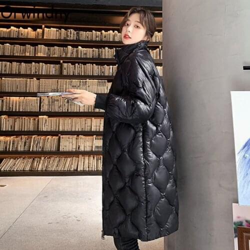 Orwindny Long Ultralight Winter Coat Women Cotton Padded Jacket Outwear 2021 New Fashion Mandarin Collar Warm Parkas Office Lady