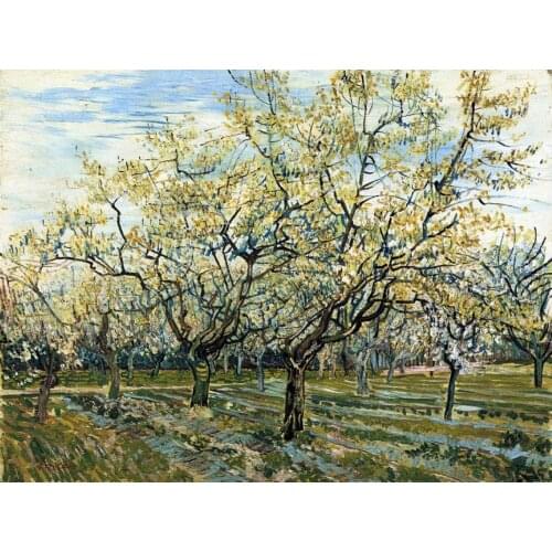 Canvas arts Trees Paintings of Vincent Van Gogh Orchard with Blossoming Plum reproductions for sale High quality Hand Painted