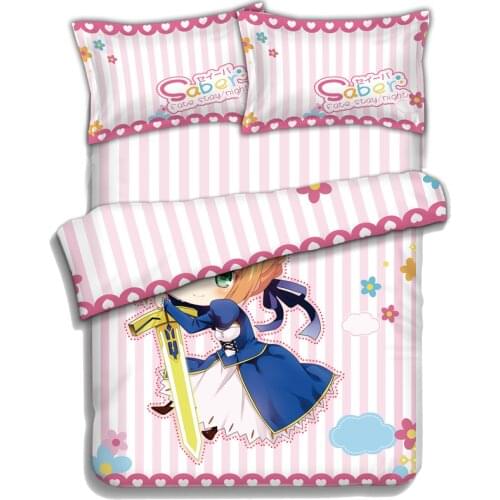 Japanese Anime fate stay night- saber Bed sheets Bedding Sheet Bedding Sets Bedcover Quilt Cover Pillow Case 4PCS