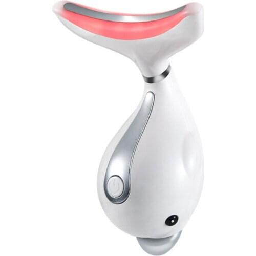 Beauty 3 Colors Led Facial Neck Massager Photon Therapy Heating Face Neck Wrinkle Removal Machine Reduce Double Chin Skin Lift