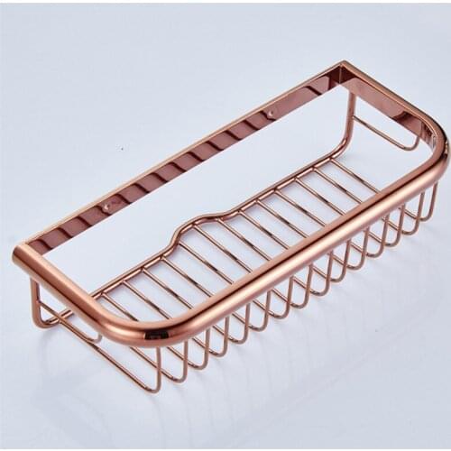 Copper Bathroom Corner Shelf Brass Rose Gold Bath Shower Rack Storage Holder Wall Mounted Gold/Chrome/Black/Antique 30CM