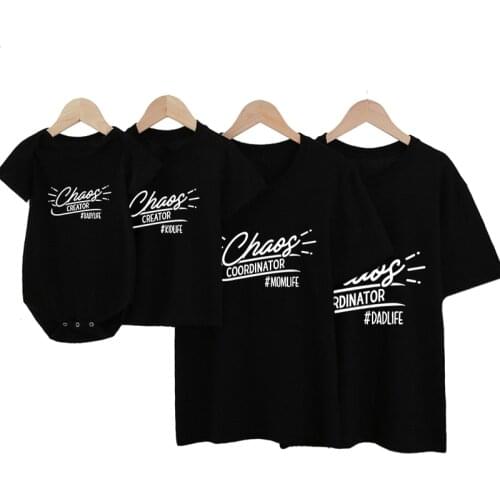 Fashion Family Tshirts Mommy and Daughter Son Family T-shirt Family Look Matching T-shirt Mom and Me Clothes Boys Girls Father