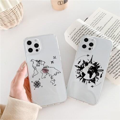World Map Soft Clear Phone Case For iPhone 6s 7 8 Plus SE 2020 12 11 Pro Max X XS Max XR Travel Plane Transparent Back Cover