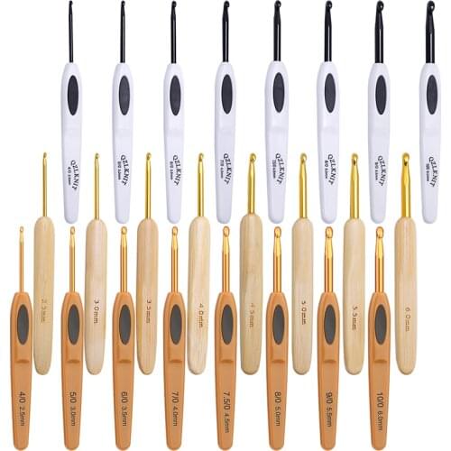 Imzay 8PCS Crochet Set Multi-size Plastic Handle Bamboo Handle Crochet For DIY Sweater Knitting Shoes Portable Sewing Tools
