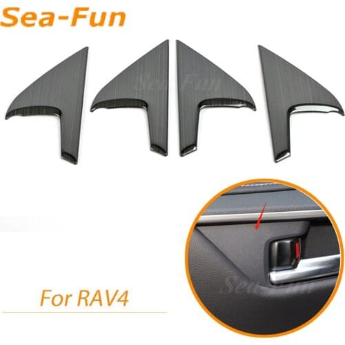 Door Handle Cover Trim For Toyota RAV4 RAV 4 XA50 2019 2020 Interior Panel Handle Sticker Accessories Metal Garnish Carbon Fiber